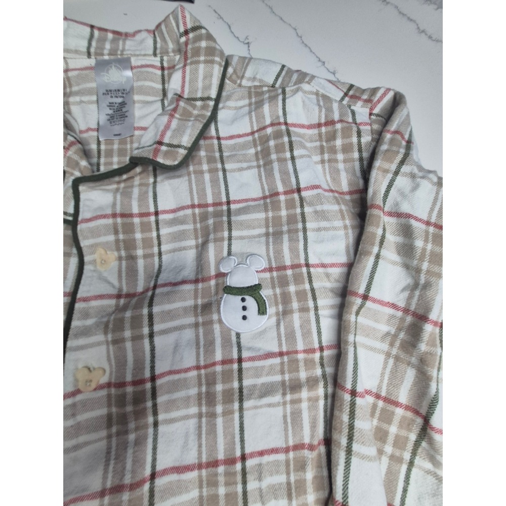 Disney Mickey Mouse Snowman Plaid Pajama Set Women's Long Sleeve top and bottoms